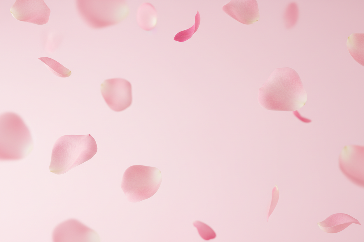 fait moi une image rose pastel avec des petale de rose qui tombe 